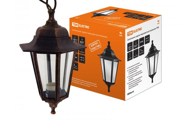 Светильник садово -парковый TDM НСУ 06-60-001 шестигранник, подвес, пластик, медь