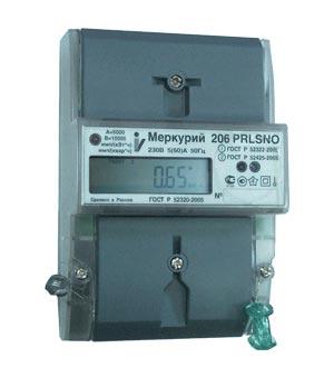 Счетчик  Меркурий  206 RN 230B 5-60А DIN, ЖКИ RS-485 2 тарифный