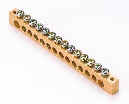 Шина нулевая DEKraft  ШН-202 14групп/крепеж по краям сеч 8х12мм   100А