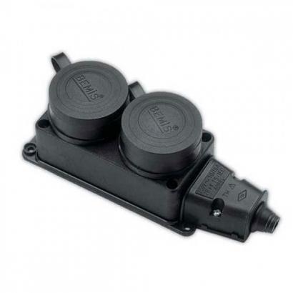 Колодка UNIVersal 2 розетки однофазная с заглушками с заземляющими контактами (каучук) 1027